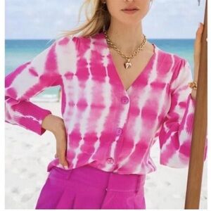 Generation Love Coco Pink and White Tie Dye Cardigan